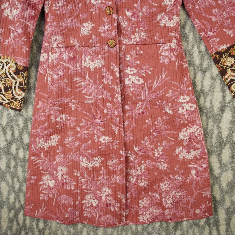 The J. Peterman Company Quilted Coat Jacket Womens Small Floral Embroidered EUC - Picture 7 of 16